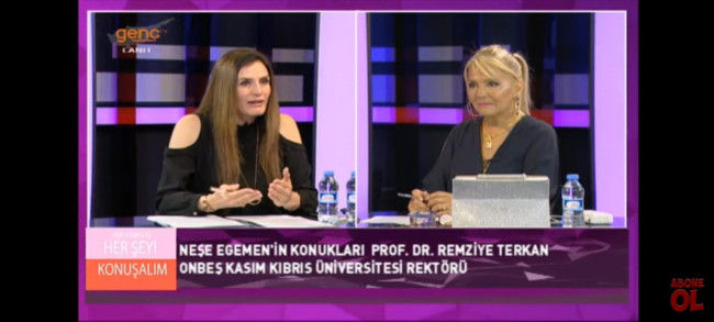 Prof. Dr. Remziye Terkan, Rector of Onbeş Kasım Kıbrıs University, was Neşe Egemen's guest on her 'Let's Discuss Everything/Her Şeyi Konuşalım' TV Program