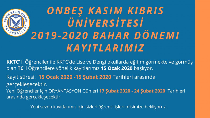 2019-2020 BAHAR DÖNEMİ KAYITMARIMIZ BAŞLIYOR